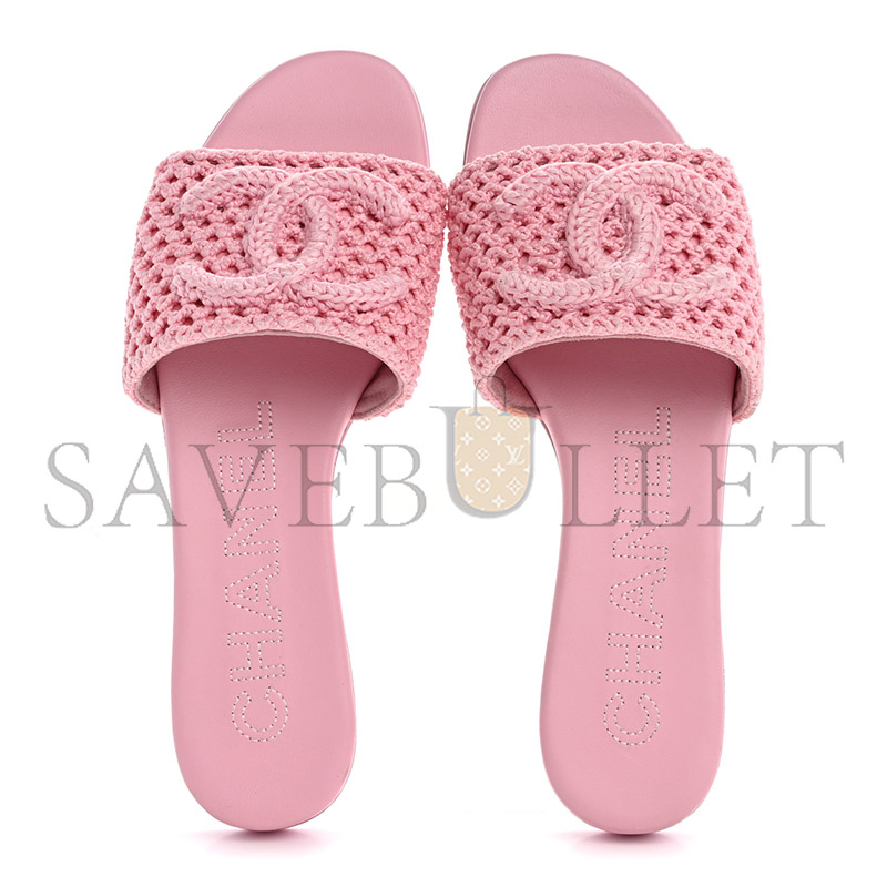 Ch*el crochet cc mules sandals 36.5 rose